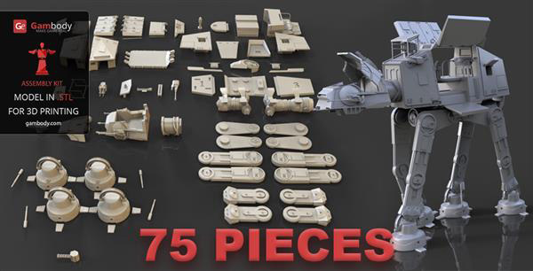 Gambody發(fā)布40厘米長(zhǎng)的3D打印星球大戰(zhàn)帝國(guó)步行機(jī)
